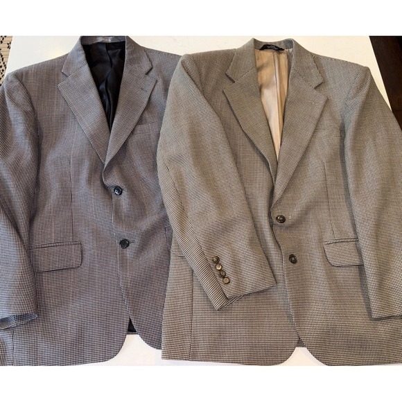 Haggar Other - 2 Haggar Sport Coat Jacket Mens 40S Houndstooth Patern Black Tan 40 Short Blazer